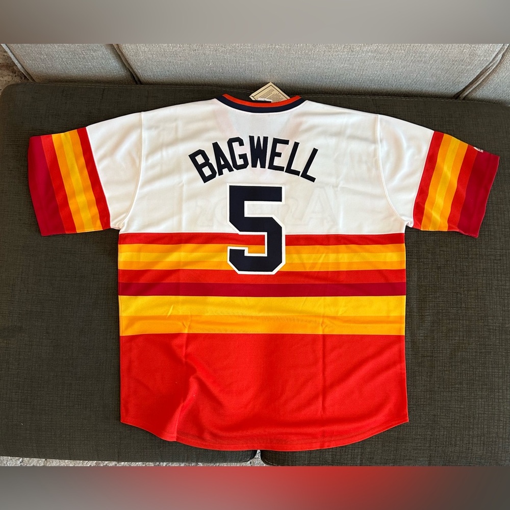 Majestic Authentic Houston Astros Jeff Bagwell Retro Throwback Jersey Men’s XL - Picture 5 of 5